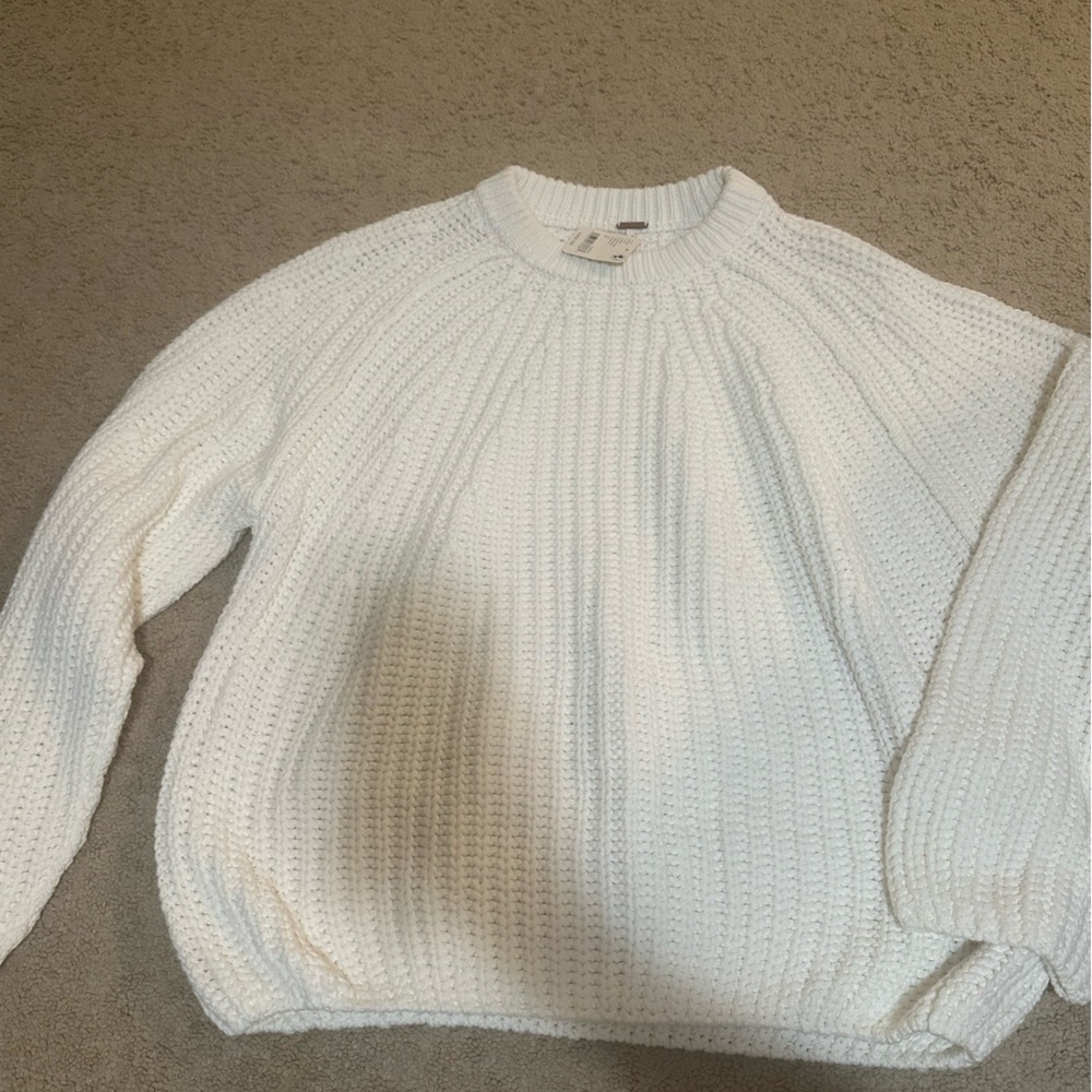 Free people Cozy White Knit Sweater